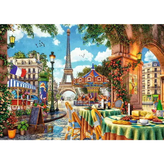 1000 Piece Jigsaw Puzzles, Parisian Morning, Puzzle of Paris France, Colorful Eiffel Tower and Caf&eacute; Puzzle, Adult Puzzles, Trefl 10622 {2}