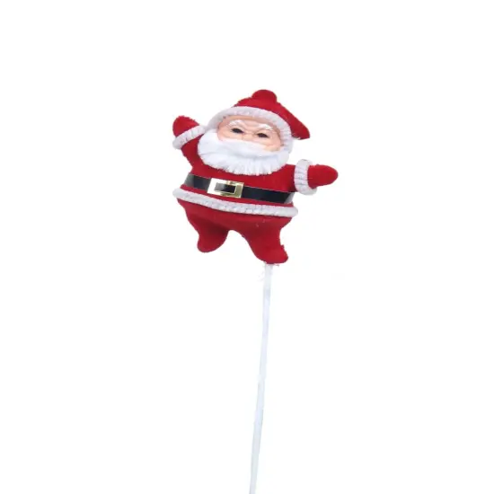 3.25" Flocked Santa Figurines for Christmas Decorations - Set of 6, Whimsical Holiday Accents for Tabletop Displays, Mantels, and Christmas Trees - 2024 Christmas Collection, Floral Home by Artificial Flowers {1}