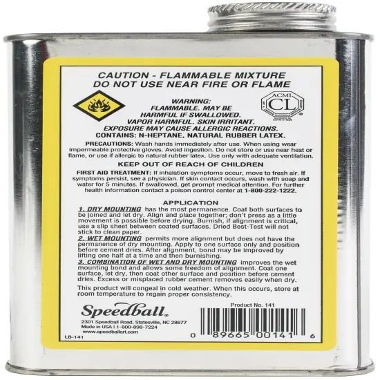Speedball Best-Test Rubber Cement-16oz {2}