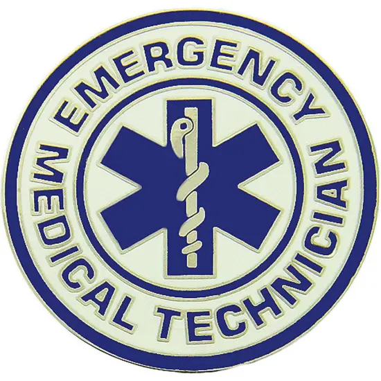 EMT Logo Pin Blue & White 1 1/2" {1}
