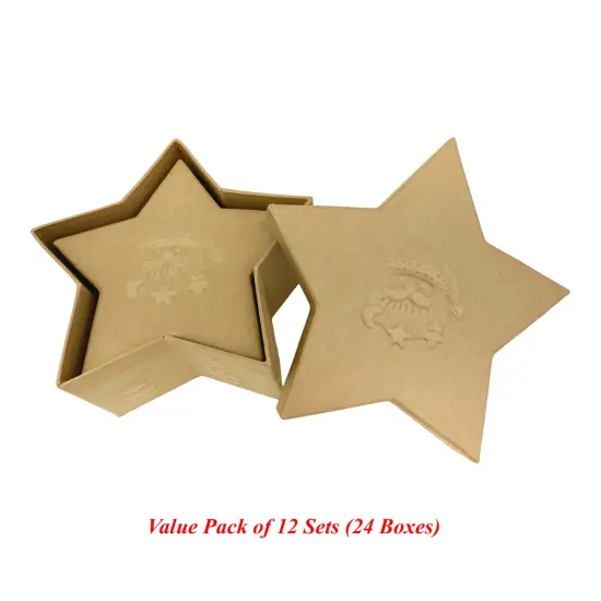 Value Pack of 12 Star Box with Embossed Santa- 2 pc. Set {3}