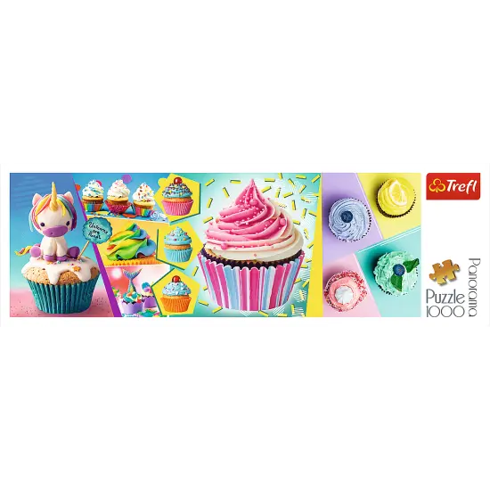 Panorama 1000 Piece Jigsaw Puzzles, Colorful Cupcakes, Puzzle of Sweets and Unicorn Cupcake, Adult Puzzles, Trefl 29045 {3}