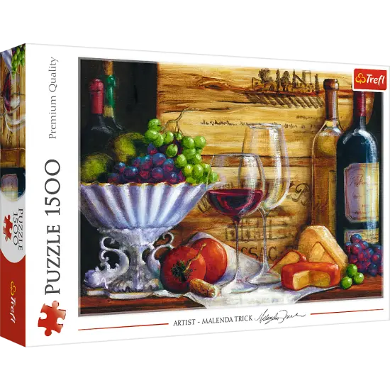 1500 Piece Jigsaw Puzzles, In The Vineyard by Malenda Trick, Still Life Puzzle with Food and Wine, Adult Puzzles, Trefl 26174 {1}