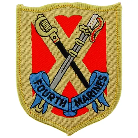 U.S.M.C. 4th Marine Regiment Patch Red & Yellow 3" {1}