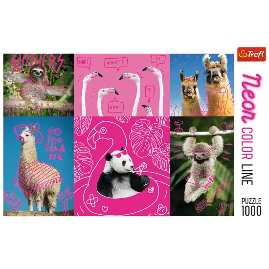1000 Piece Jigsaw Puzzles, Crazy Animals, Silly Animals, Panda, Llama, Sloth, Flamingo, Adult Puzzles, Trefl 10594 {3}