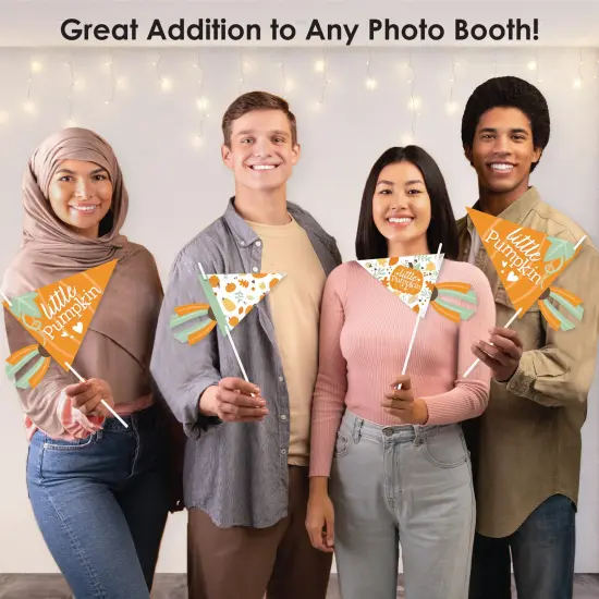 Big Dot of Happiness Little Pumpkin - Triangle Fall Birthday Party or Baby Shower Photo Props - Pennant Flag Centerpieces - Set of 20 {6}