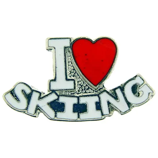 I Love Skiing Pin 1" {1}