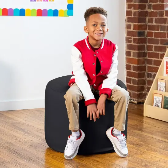 Mallo Modular Pouf Classroom Bean Bag Seat, Premium Vinyl - Submarine Grey Black {1}