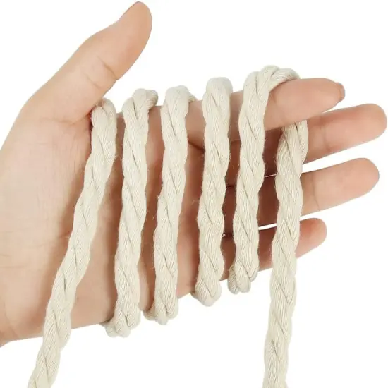 8Mm Macrame Cord, 59 Feet 3Ply Twisted Craft Cotton Rope Thick Nautical Rope for Crafts, Wall Hangings, Plant Hangers, Knotting, Rope Basket Making (Beige) {3}