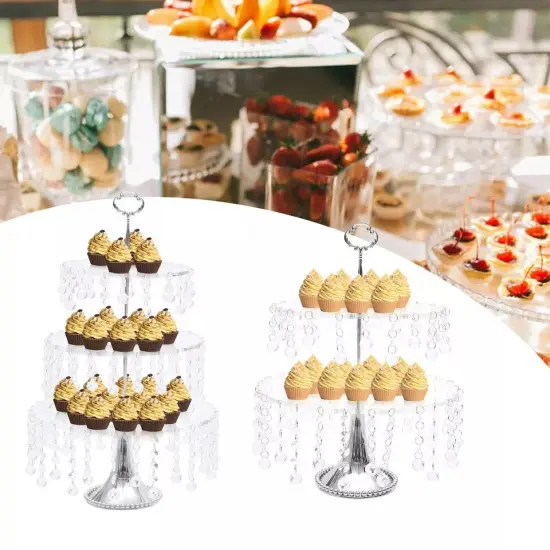 4*Cake Stand Set Round Metal Plates for Dessert Cupcake Candy Display DETACHABLE {3}
