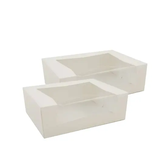 9 x 7 x 3.5" White Bakery Boxes with Window Pastry Boxes for Cakes, Cookies and Desserts {2}