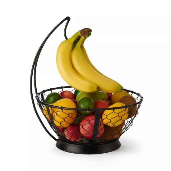 Gourmet Basics by Mikasa Farmer's Market Fruit Basket with Banana Hook, Black {3}