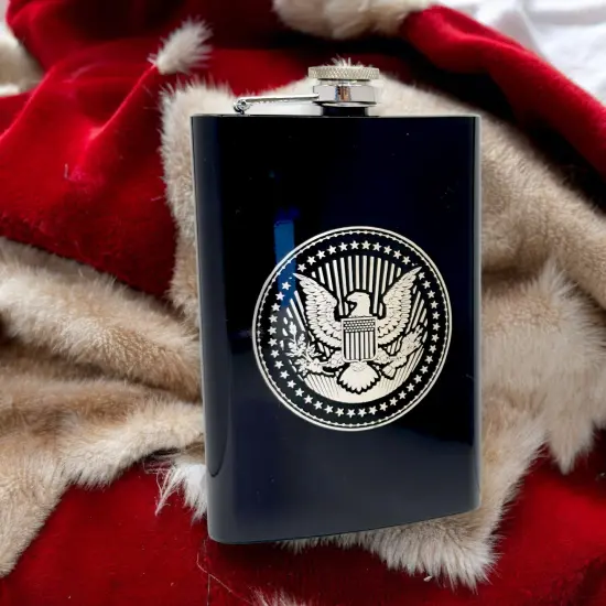 8oz Presidential Seal Black Flask {2}