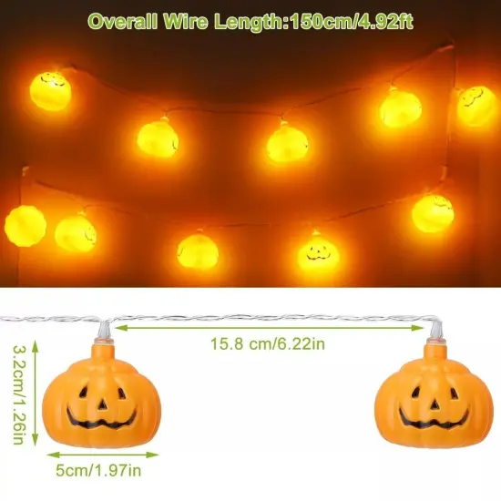 2 Set 59INch Halloween LED Lantern String Light 10 LED Pumpkin Light Party Decor {5}