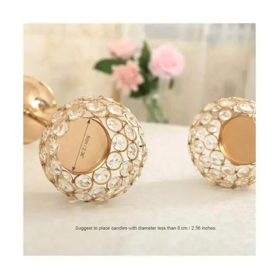 VINCIGANT Gold Crystal Candle Holders Set of 2 {3}