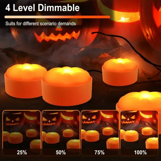 4 Pack Halloween Pumpkin Lights Battery LED Candles Remote Control Party Decor {3}