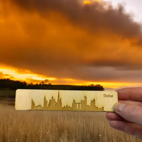 Bookmark - Dubai Skyline - Birch wood {5}