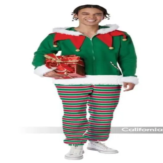 Elf Fleece Jumpsuit Adult Costume {1}