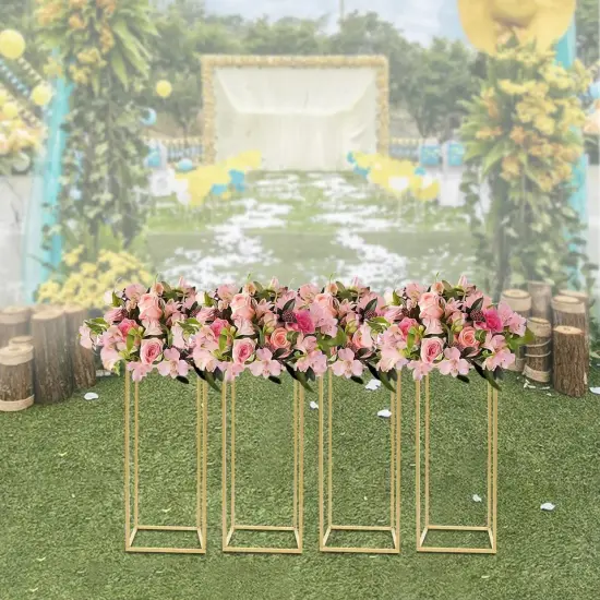 Gold Metal Flower Stand Rectangular Rack For Wedding Table Centerpieces Decor {4}