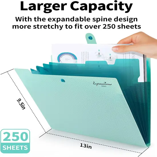 Expanding File Folder, Letter Size Accordion File Organizer, 5 Pocket Folders for Documents, Cute Folder with Labels, Portable Paper Organizer for School Office Supplies, A4 Size Grey {4}