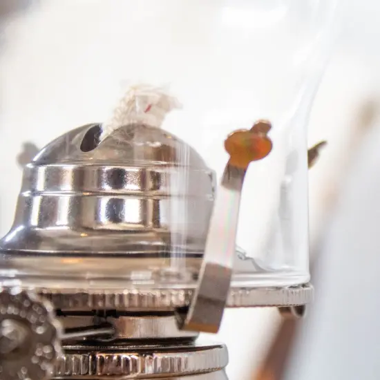 Rayo Chamber Oil Lamp, Portable with Finger Hold, Glass Font and Chimney, 12 in Tall {5}