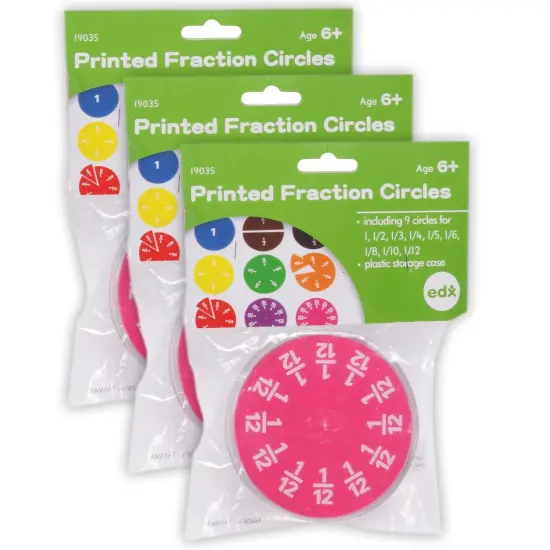 Fraction Circles - 9 Values & Colors - 51 Per Set - 3 Sets {1}