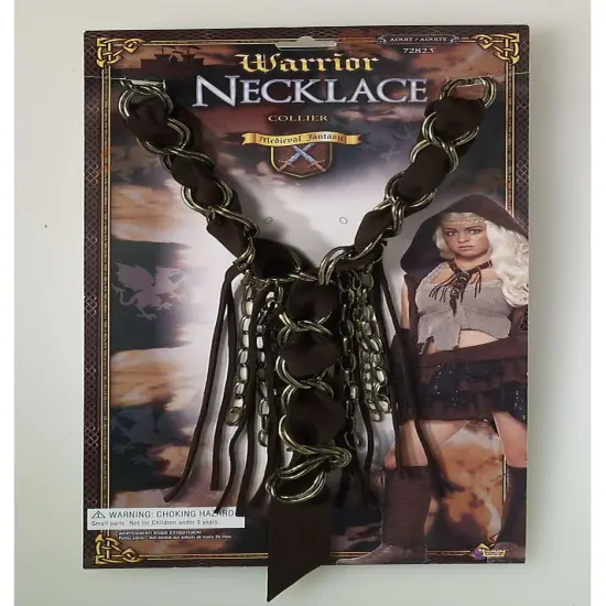 Medieval Fantasy Warrior Faux Leather/Chain Adult Costume Necklace {1}