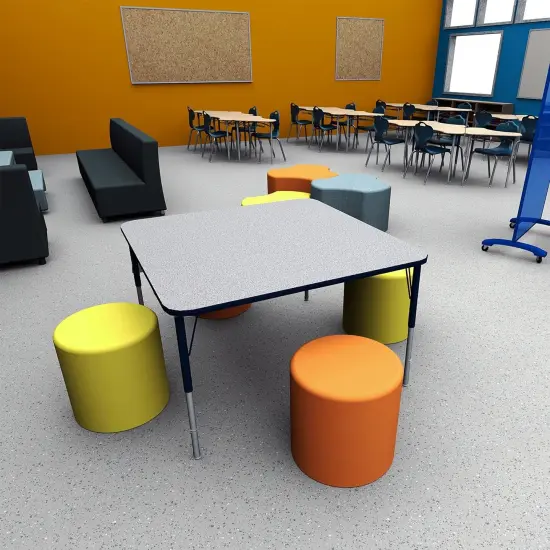 Adjustable-Height Rectangle Activity Table, 48" W X 48" D, Gray/Black, NOR-RCE4848C-GBK, Grey/Black Grey Blue {3}