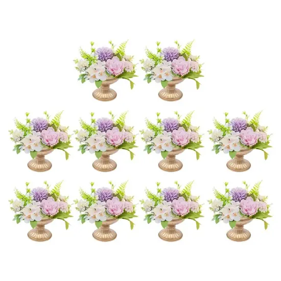 10 PCS Gold Flower Trumpet Vases Wedding Party Tabletop Centerpieces Stand Decor {2}