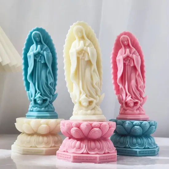 Religious Virgin Mary Statue Silicone Mold Virgin Mary Candle Molds for Candle Making Supplies Wax Tools Virgen Maria Candle Mold Silicone Molds for Resin Concrete Plaster Epoxy Molds Home Decor {4}