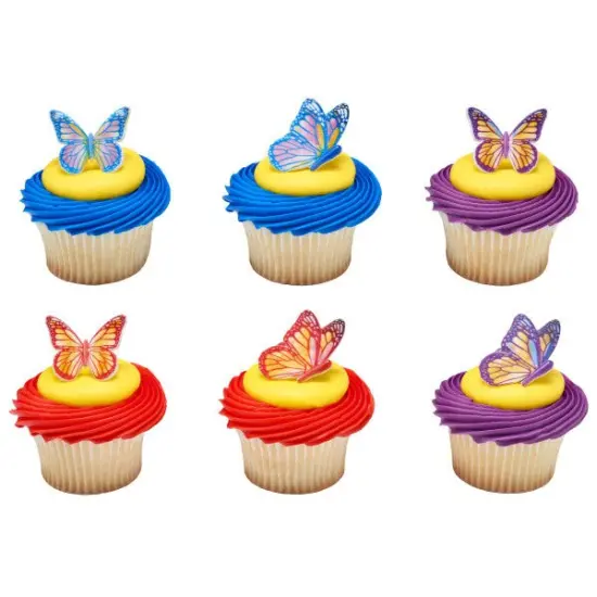 Watercolor Butterflies Cupcake Rings, 12ct {1}