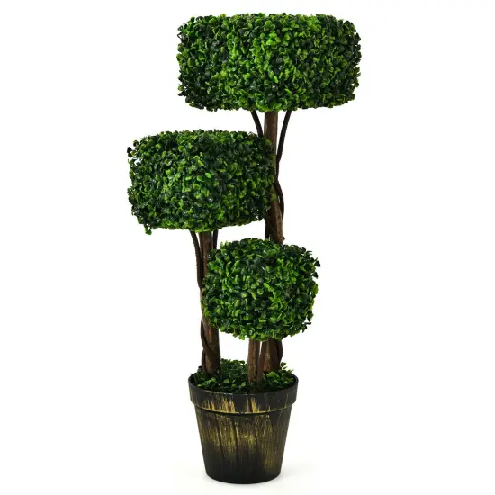 36 Inch Artificial Boxwood Topiary UV Protected Indoor Outdoor Tree {1}