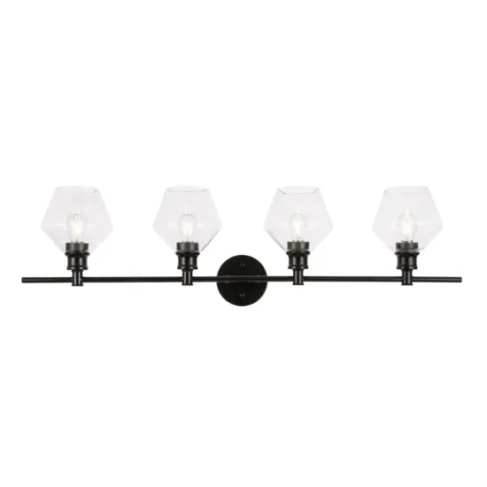 Gene 4 light Black and Clear glass Wall sconce {1}