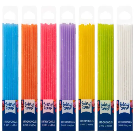 Slim Glitter Specialty Candles, 24pc Yellow {2}