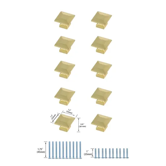 Cecil 1.3" Brushed Gold Square Knob Multipack (Set of 10) {6}