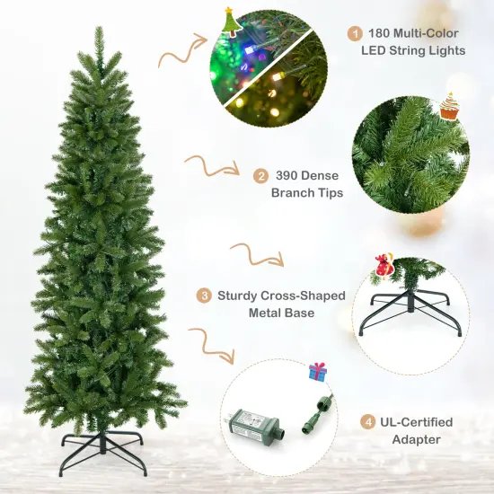 Pencil Christmas Tree with 180 Warm White and Multi-color LED Lights {6}