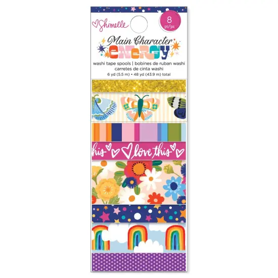 Shimelle Main Character Energy Washi Tape 8/Pkg-Gold Glitter {1}