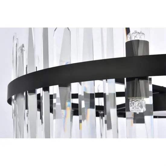 Serena 32 inch crystal round chandelier in black {6}