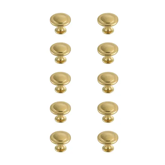 Logyn 1.3" Diameter Brushed Gold Mushroom Knob Multipack (Set of 10) {1}