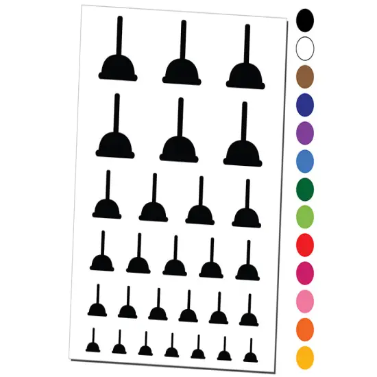 Toilet Plunger Plumbing Icon Solid Temporary Tattoo Water Resistant Fake Body Art Set Collection Red {1}