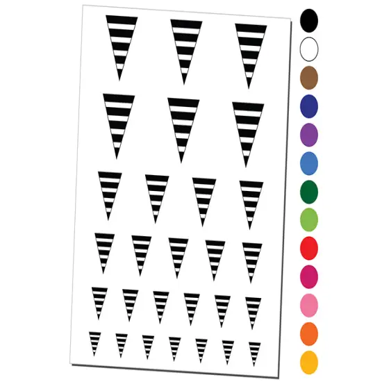 Thick Striped Pennant Temporary Tattoo Water Resistant Fake Body Art Set Collection Light Green {1}