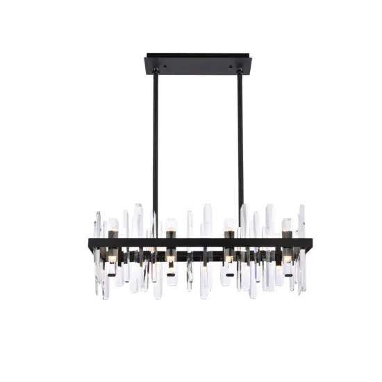 Serena 30 inch crystal rectangle chandelier in black {1}