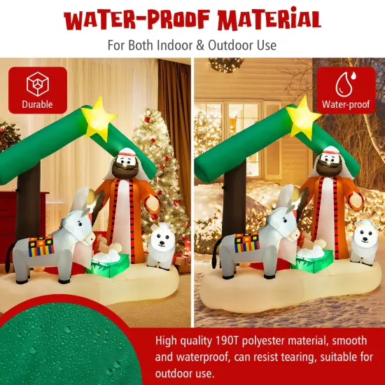 6.7 Feet Christmas Inflatable Nativity Scene with LED Lights {2}