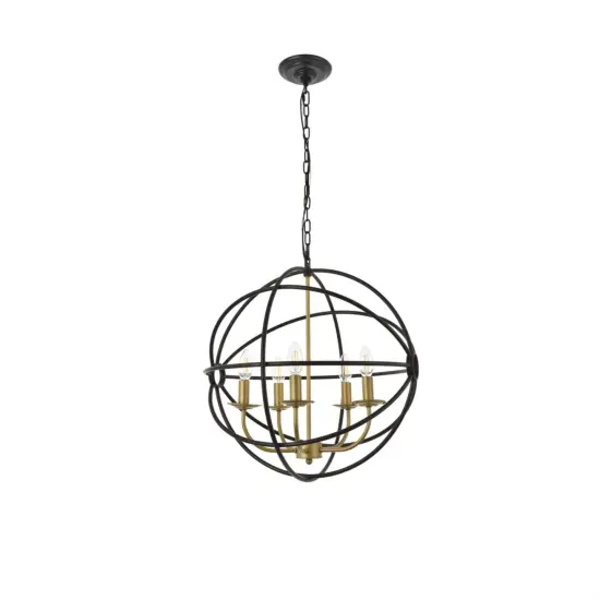 Octavia 5 light Brass and Dark Brown Pendant {5}