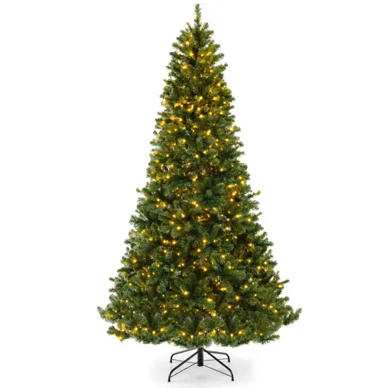Costway 6FT/7FT/8FT Artificial Xmas Tree with 821/1188/1498 PVC Branch Tips 560/700/880 Warm White LED Lights {3}