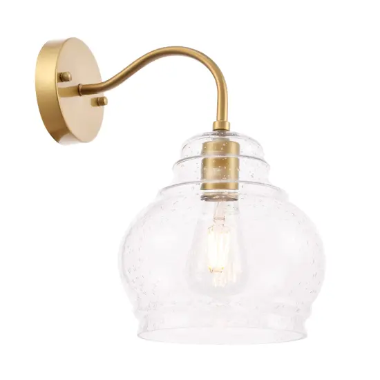 Pierce 1 light Brass and Clear seeded glass wall sconce {1}