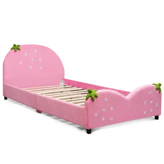 Kids Children Upholstered Berry Pattern Toddler Bed {1}
