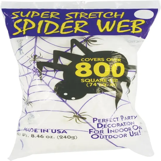 Fun World Super Stretch Spider Web for Halloween Indoor/Outdoor Decoration 8.4 oz 800sqft {1}