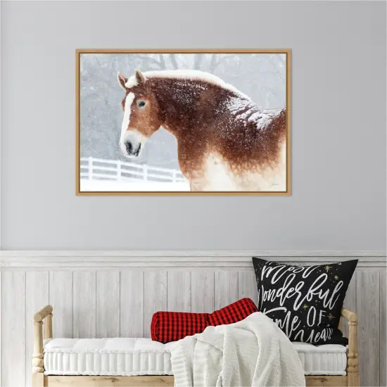 Snowy Draft Horse by Sue Schlabach Canvas Art Framed {6}