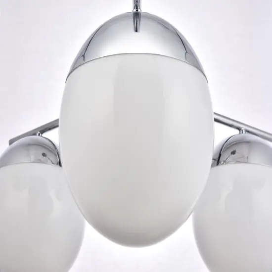 Eclipse 6 Lights Chrome Pendant With Frosted White Glass {5}